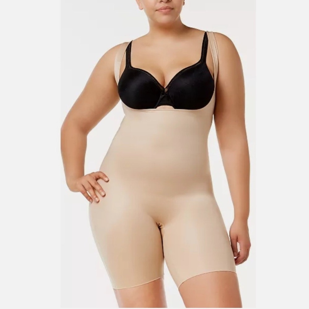 SPANX Nude Open Bust Mid-thigh Bodysuit Shape wear Large